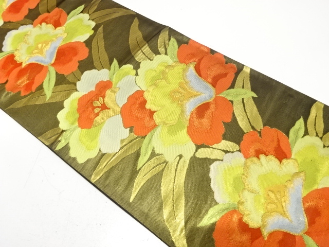 花模様織り出し　袋帯